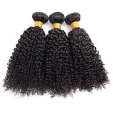 Bundle Deals With Closure Kinky Curly Virgin Human Hair Natural Black