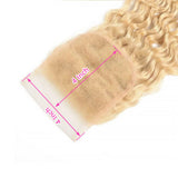 #613 Deep Wave 4x4 Human Hair Blonde Closure