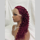 99J  13x4  Transparent Frontal Lace Wig Deep Wave Color Wig