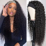 Deep Wave Glueless Headband Wig Natural Black 180% Density