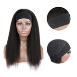 Kinky Straight Glueless Headband Wig Natural Black 180% Density